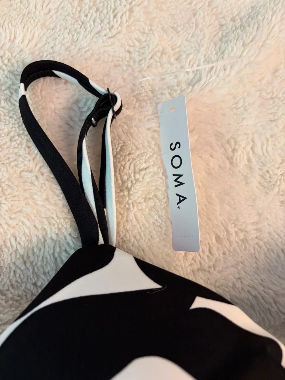 NEW Soma Small Enbliss wireless one piece swimsuit black white leaf print swim